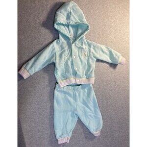 Jog Togs Sz 6 Months VTG 80s Baby Jogging Set Soft Fleece Stripe Hoodie Pant
